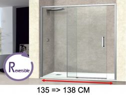Sliding shower door, 135 to 138 cm, with fixed glass - NANTES 310 CH