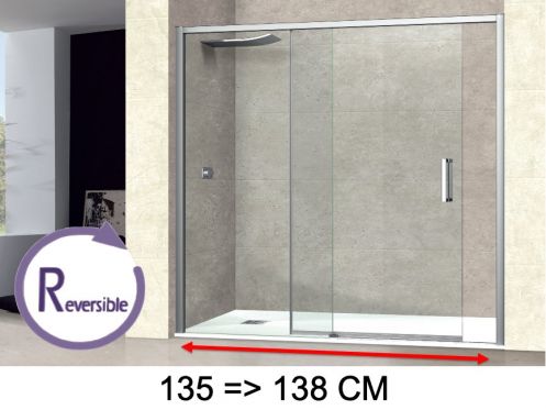 Sliding shower door, 135 to 138 cm, with fixed glass - NANTES 310 CH