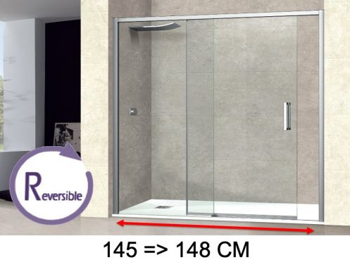 Sliding shower door, 145 to 148 cm, with fixed glass - NANTES 310 CH