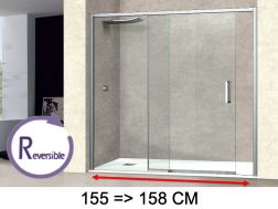 Sliding shower door, 155 to 158 cm, with fixed glass - NANTES 310 CH