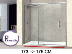 Sliding shower door, 173 to 176 cm, with fixed glass - NANTES 310 CH