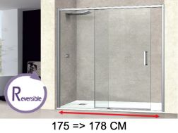 Sliding shower door, 175 to 178 cm, with fixed glass - NANTES 310 CH