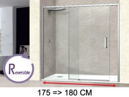 Sliding shower door, 175 to 180 cm, with fixed glass - NANTES 310 CH
