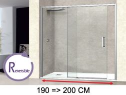 Sliding shower door, 190 to 200 cm, with fixed glass - NANTES 310 CH
