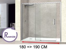 Sliding shower door, 180 to 190 cm, with fixed glass - NANTES 310 CH