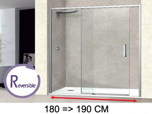 Sliding shower door, 180 to 190 cm, with fixed glass - NANTES 310 CH