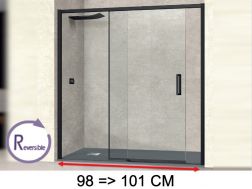 Sliding shower door, 98 to 101 cm, with fixed glass - NANTES 310 BLACK