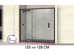 Sliding shower door, 125 to 128 cm, with fixed glass - NANTES 310 BLACK