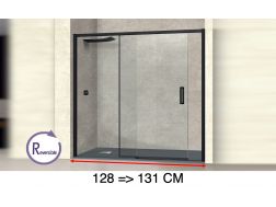 Sliding shower door, 128 to 131 cm, with fixed glass - NANTES 310 BLACK