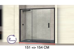 Sliding shower door, 151 to 154 cm, with fixed glass - NANTES 310 BLACK