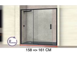 Sliding shower door, 158 to 161 cm, with fixed glass - NANTES 310 BLACK