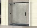 Sliding shower door, 163 to 166 cm, with fixed glass - NANTES 310 BLACK