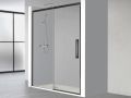 Sliding shower door, 163 to 166 cm, with fixed glass - NANTES 310 BLACK