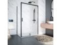Sliding shower door, 163 to 166 cm, with fixed glass - NANTES 310 BLACK
