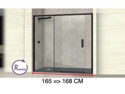 Sliding shower door, 165 to 168 cm, with fixed glass - NANTES 310 BLACK