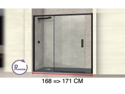 Sliding shower door, 168 to 171 cm, with fixed glass - NANTES 310 BLACK