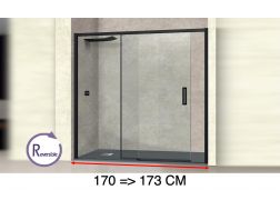 Sliding shower door, 170 to 173 cm, with fixed glass - NANTES 310 BLACK