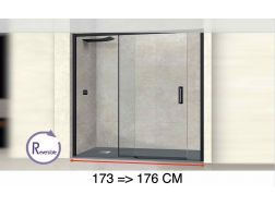 Sliding shower door, 173 to 176 cm, with fixed glass - NANTES 310 BLACK