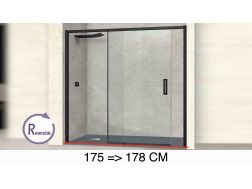 Sliding shower door, 175 to 178 cm, with fixed glass - NANTES 310 BLACK