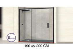 Sliding shower door, 190 to 200 cm, with fixed glass - NANTES 310 BLACK