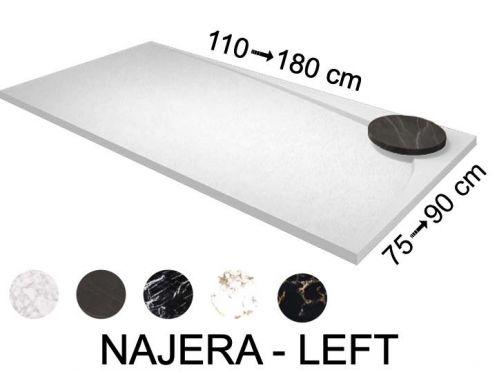Shower tray, left corner evacuation, cuttable - NAJERA LEFT 120