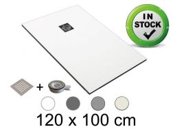 Shower tray, 120x100 cm, Pizarra finish resin, cuttable - CHIVA 100x120