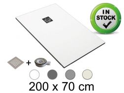 Shower tray, 200x70 cm, Pizarra finish resin, cuttable - CHIVA 70x200