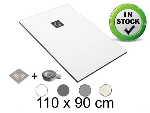 Shower tray, 110x90 cm, Pizarra finish resin, cuttable - CHIVA 90x110