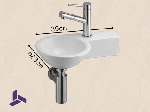 Ceramic round handwashing machine, suspended | BONN 23 DROITE