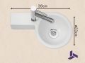 Ceramic round handwashing machine, suspended | BONN 23 Gauche