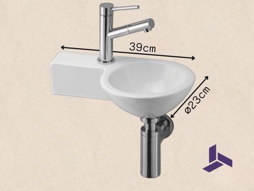 Ceramic round handwashing machine, suspended | BONN 23 Gauche