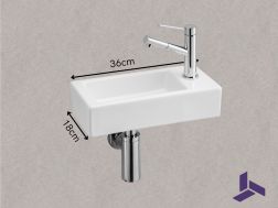 Suspended Ceramic Hand Wash 36x18cm | FRANCFORT 36 DROITE
