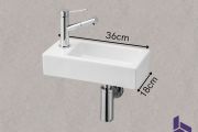 Suspended Ceramic Hand Wash 36x18cm | FRANCFORT 36 GAUCHE
