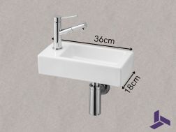 Suspended Ceramic Hand Wash 36x18cm | FRANCFORT 36 GAUCHE
