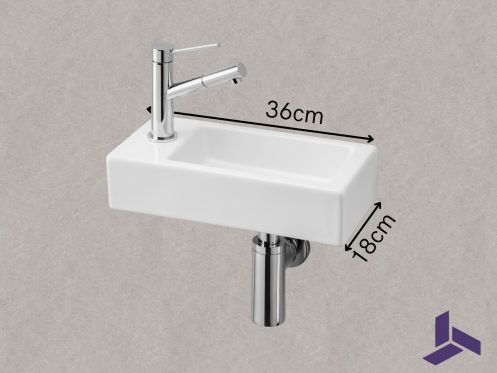 Suspended Ceramic Hand Wash 36x18cm | FRANCFORT 36 GAUCHE