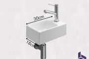 Hand basin narrow wc 18x30 cm ceramic | ROSTOCK 30 DROITE