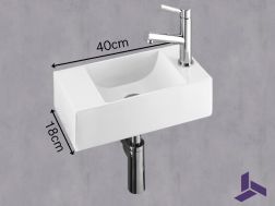 Hand washers Design 40x18 cm hanging white resin | HAMBOURG 40 DROITE