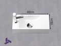 Hand washers Design 40x18 cm hanging white resin | HAMBOURG 40 GAUCHE