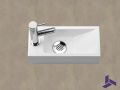 Ultra-compact washbasin 32x15 cm in white mineral resin | BERLIN 32 GAUCHE