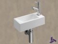 Ultra-compact washbasin 32x15 cm in white mineral resin | BERLIN 32 DROITE