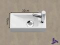 Ultra-compact washbasin 32x15 cm in white mineral resin | BERLIN 32 DROITE