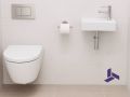 Ultra-compact washbasin 32x15 cm in white mineral resin BERLIN DROITE