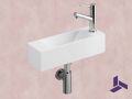 Wall-mounted washbasin 42x14.5 cm in white resin __int__ Ultra-compact | MUNICH 42 DROIT