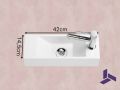 Wall-mounted washbasin 42x14.5 cm in white resin - Ultra-compact | MUNICH 42 DROIT