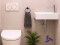 Wall-mounted washbasin 42x14.5 cm in white resin - Ultra-compact MUNICH DROIT