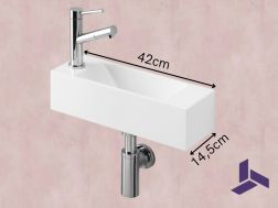 Wall-mounted washbasin 42x14.5 cm in white resin __int__ Ultra-compact | MUNICH 42 GAUCHE