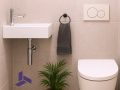 Wall-mounted washbasin 42x14.5 cm in white resin __int__ Ultra-compact | MUNICH 42 GAUCHE