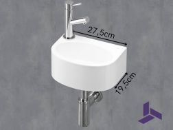Ultra-compact wall-mounted washbasin 27.5x19.5 cm | BREME 28 GAUCHE