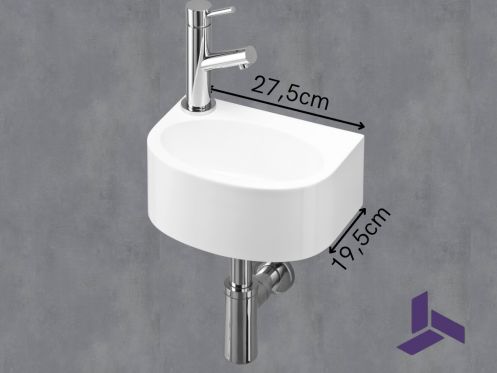 Ultra-compact wall-mounted washbasin 27.5x19.5 cm | BREME 28 GAUCHE