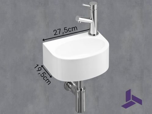 Ultra-compact wall-mounted washbasin 27.5x19.5 cm | BREME 28 DROITE